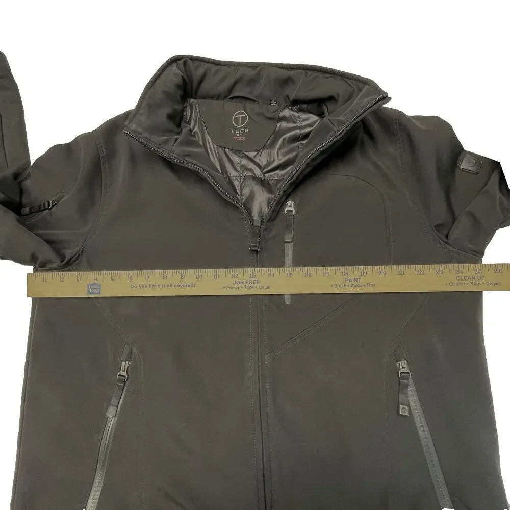 Tumi  T-Tech Black Jacket Hidden Hood Full Zip Pockets Men's Size Large